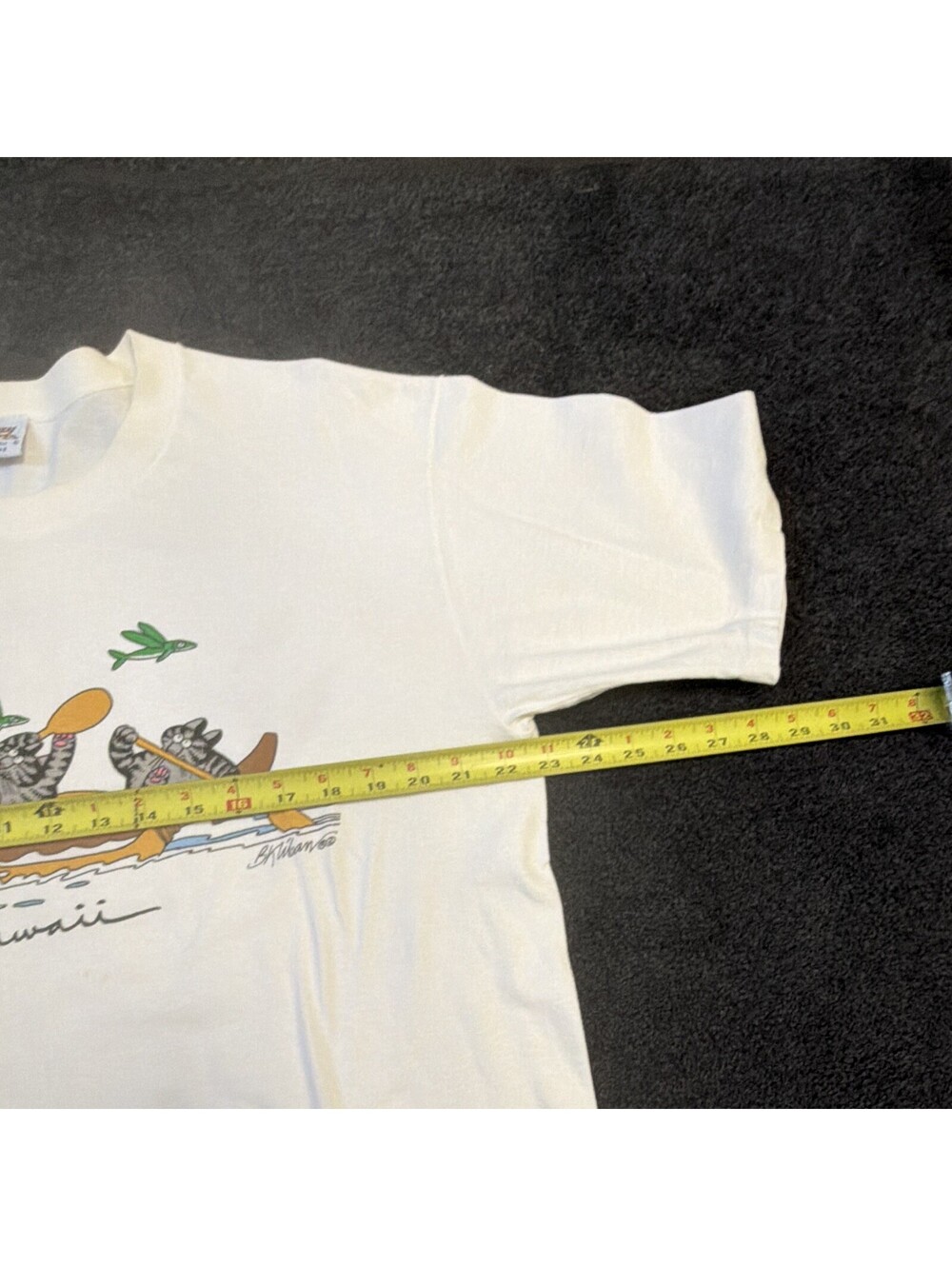 Vintage 90s B Kliban Cat Hawaii T Shirt L Crazy Shirts Canoe Single Stitch USA - Picture 10 of 15
